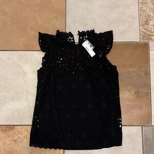 J. Crew Black Eyelet Lace Sleeveless Camisole